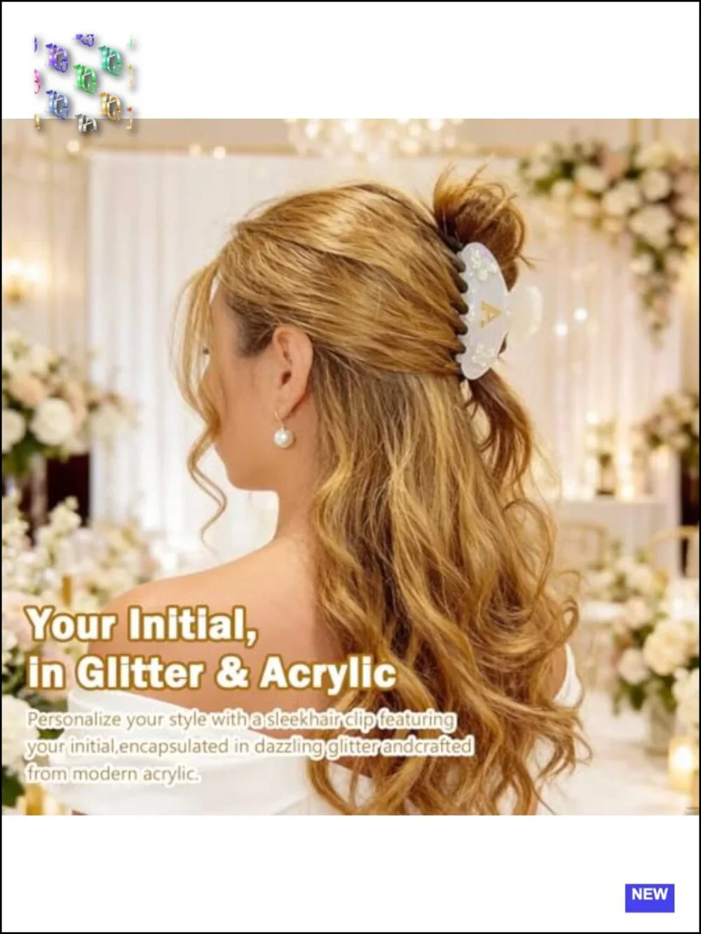 Butterfly Letter A Hair Claw Clip for Medium Hair, Strong Acetate Barrettes